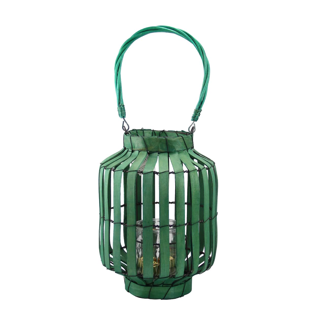 20" Tropicalia Tiki Bar Votive Candle Holder Lantern, Green